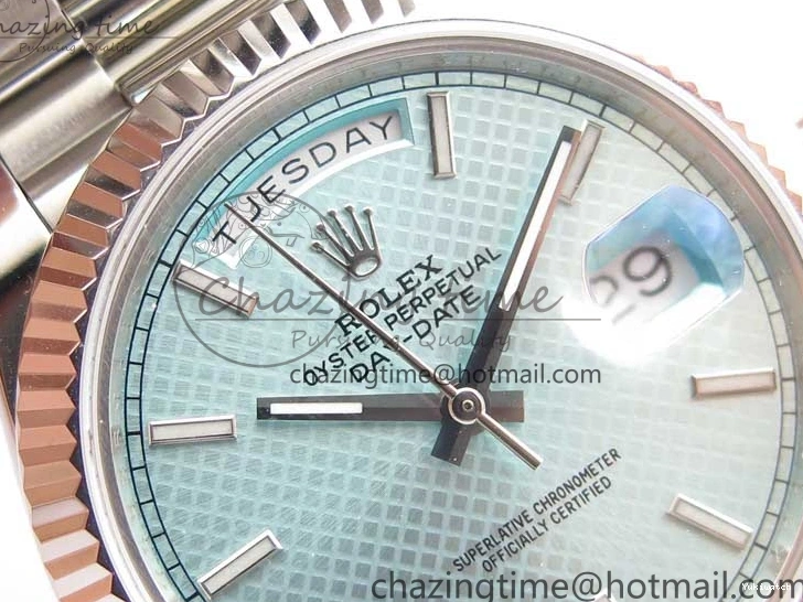 A2836 Dial 228239 Dial Blue SS BP SS Version Textured 904 on Day-Date President 40mm Ice Bracelet New 0724